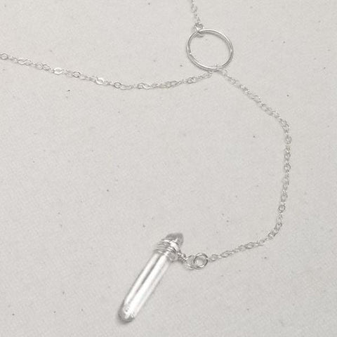 Quartz and Sterling Silver Lariat Necklace