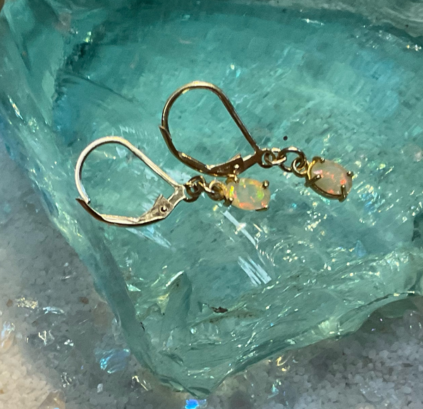 Opal Drop Earrings w/ Gold Filled Leverback Closures