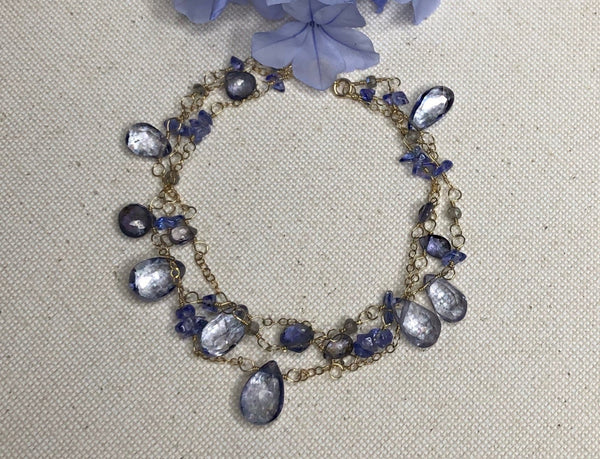 blue crystal bracelet flowers