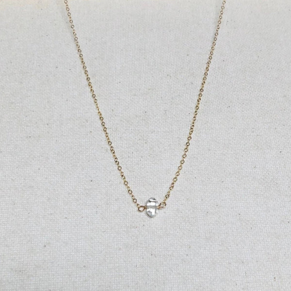 Herkimer Diamond Choker Necklace on Gold Filled Chain