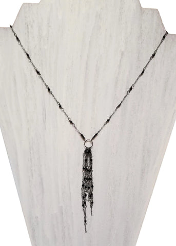 Tassel Necklace with Black Spinel and Oxidized Silver