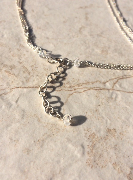 Sterling Silver Necklace Extender Chain with Rainbow Moonstone
