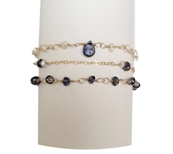 'Magical Day' Bracelet with Iolite and Freshwater Pearls