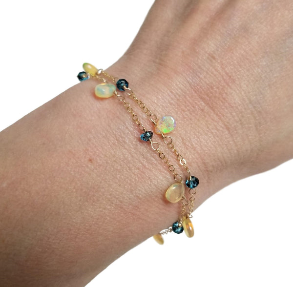 Multi Strand Bracelet w/ Welo Opal & London Blue Topaz