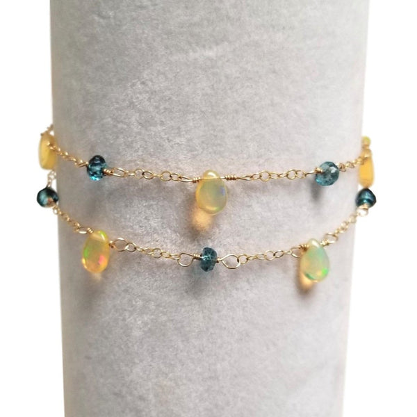 Multi Strand Bracelet w/ Welo Opal & London Blue Topaz