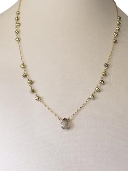Mermaid Necklace with Green Pearls & Labradorite