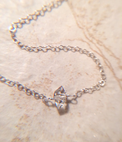 Herkimer Diamond Choker Necklace on Sterling Silver Chain