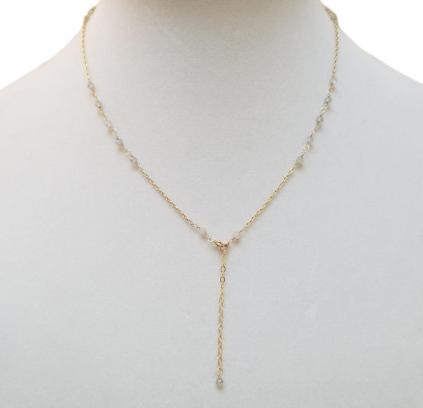 Labradorite Drop & Gold Princess Necklace