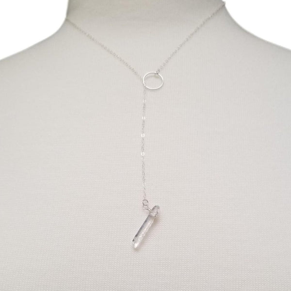 Quartz and Sterling Silver Lariat Necklace