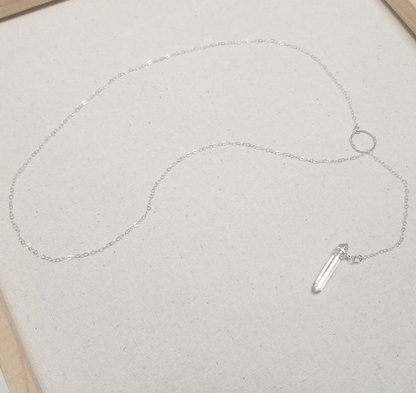 Quartz and Sterling Silver Lariat Necklace