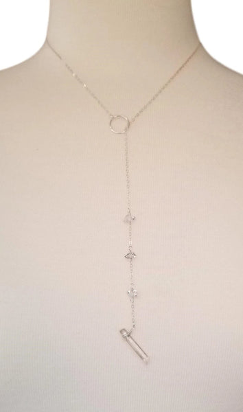 Lariat w/ Herkimer Diamonds & Quartz Crystal