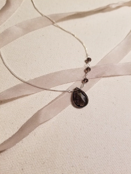 Sterling Silver Gemini Necklace with Smoky Quartz