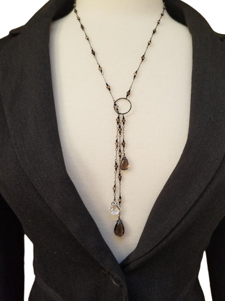 'Tribute' Smoky Quartz Lariat Necklace